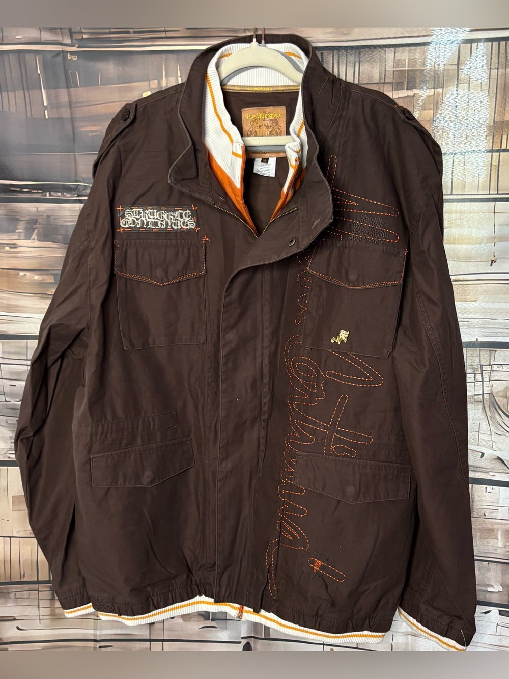 Vintage Live Mechanics Y2K Urban Elite Military Embroidered Jacket NWT